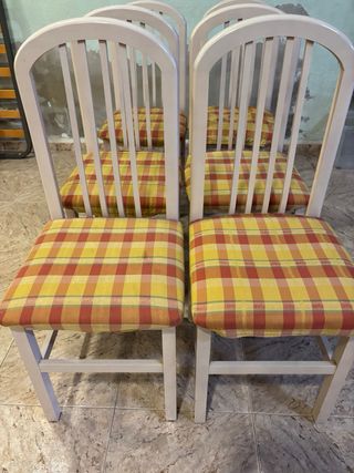 6 Sillas de Comedor Madera y Tela