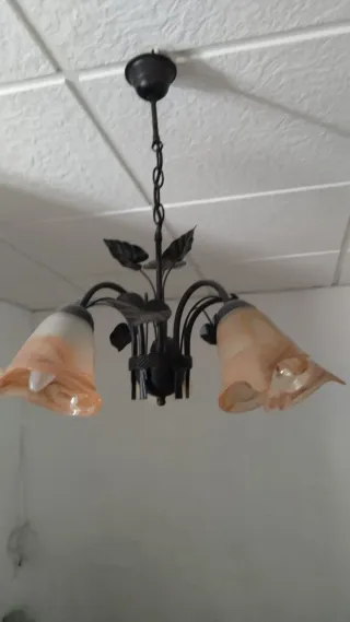 Lámpara de techo metal y cristal