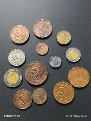 Lote de 13 Monedas Antiguas y modernas Mexicanas