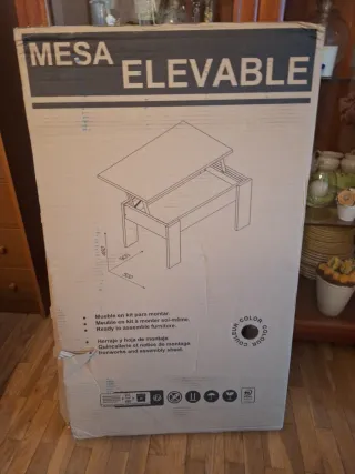 Mesa centro elevable madera nueva