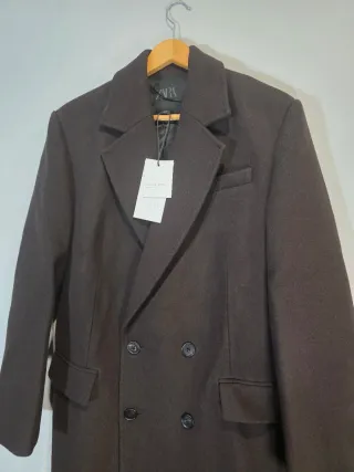 Abrigo largo lana marrón Zara