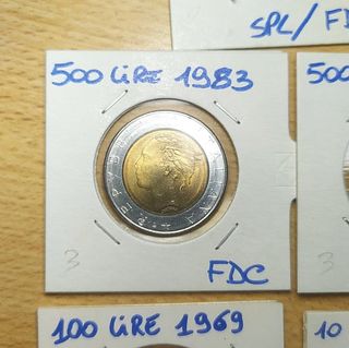 Lotto 5 Monete Italiane Lire in fior di conio