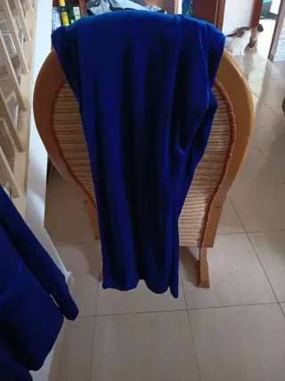 Traje tipo Terciopelo Azul Mujer Chaqueta y Pantal