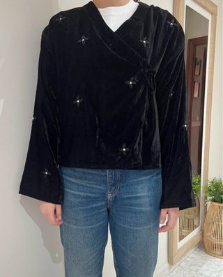 Jersey Kimono ZARA negro lentejuelas