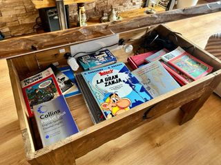 Mesa de centro madera y cristal pez Hecha a mano