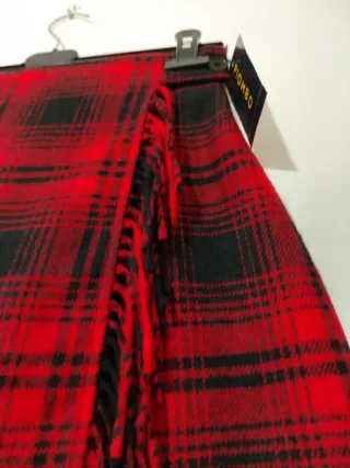 Minigonna tartan Piombo rossa nera con frange