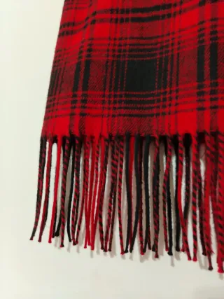 Minigonna tartan Piombo rossa nera con frange