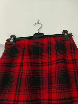 Minigonna tartan Piombo rossa nera con frange