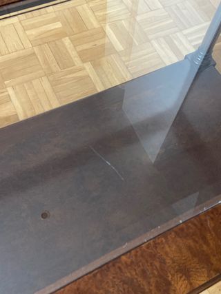 Tavolo da salotto rettangolare in legno massello e vetro