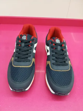 Zapatillas deportivas hombre azul y rojo