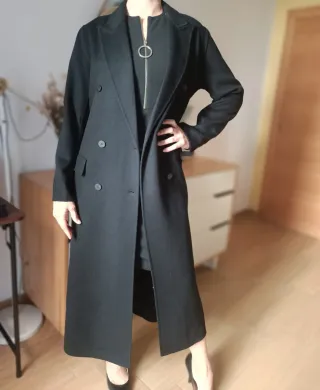 Abrigo largo lana Zara negro