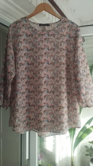 Blusón rosa flores CASHEW FLOWER talla 48
