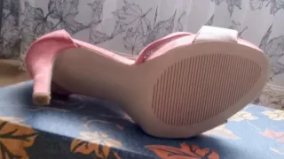 Sandalias Tacon Suite Blanco Beige y Rosa