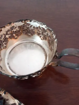 Taza y plato vintage cristal y metal