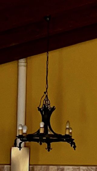 Lámpara rústica forja negra 6 luces