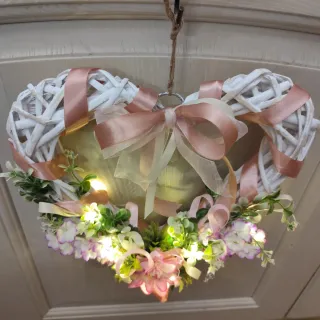 Ghirlanda Cuore Shabby Chic Rose e Bianche