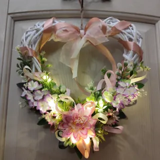 Ghirlanda Cuore Shabby Chic Rose e Bianche