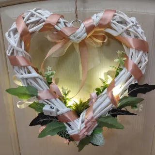 Ghirlanda Cuore Shabby Chic Rose e Bianche