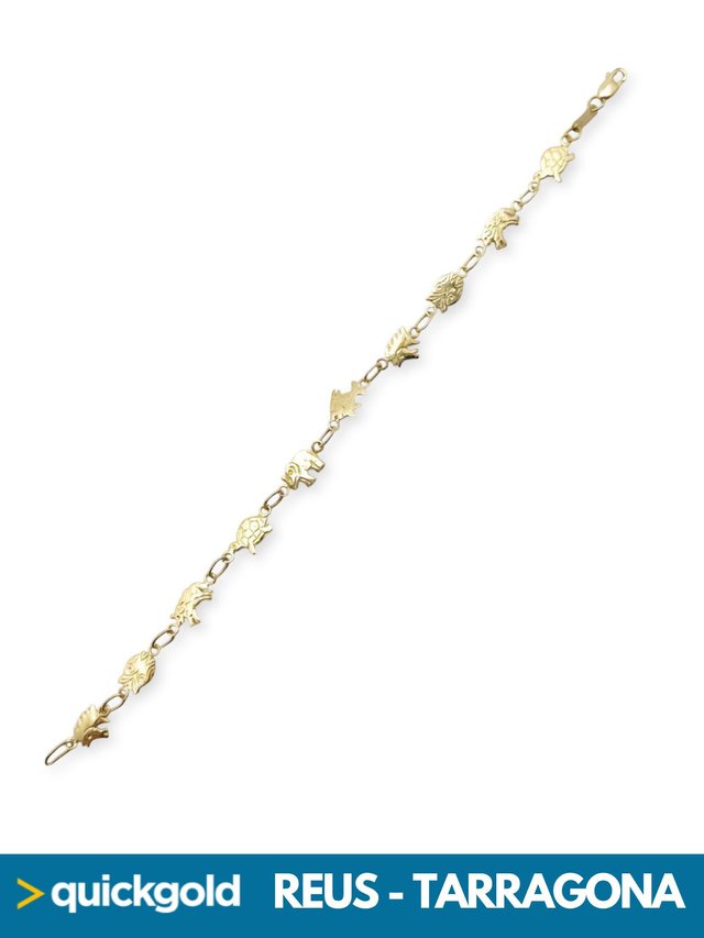 040-0107 PULSERA ORO 18K ANIMALES 18.7CM