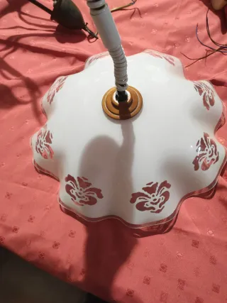 Lámpara colgante cristal y madera