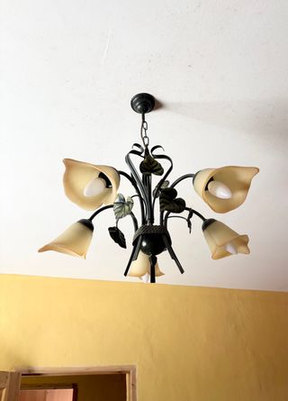 Lámpara rústica 5 luces floral