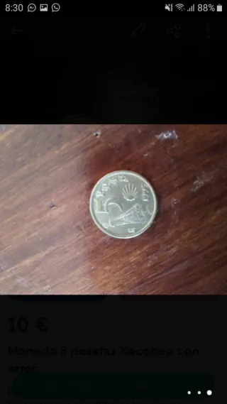 Moneda 5 pesetas Xacobeo con error