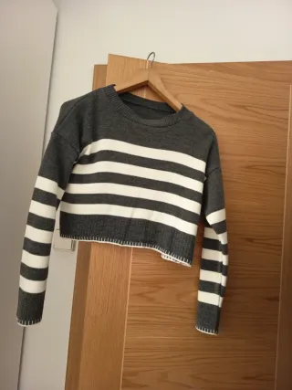 Jersey corto rayas gris y blanco Talla Única