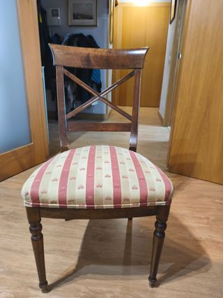 6 Sillas Clásicas Madera Tapizado Rayas