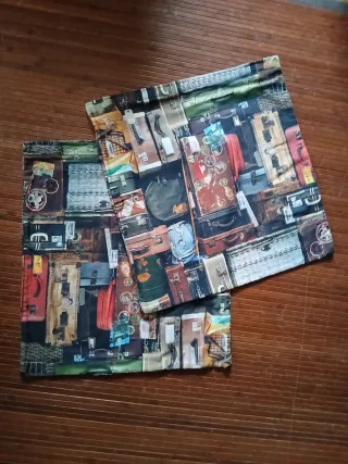 Lote 4 cojines maletas antiguas