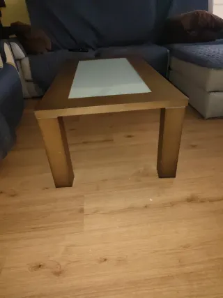 Mesa de centro madera y cristal opaco