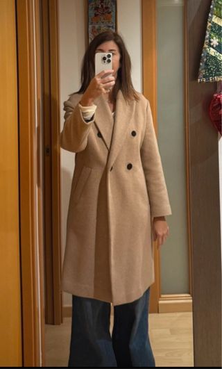 Abrigo lana Mango Talla S color camel