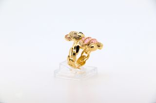 ANILLO OSO CON CIRCONITAS ROSAS.