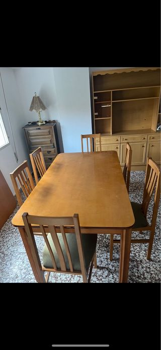 Mesa comedor madera con 6 sillas