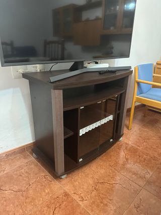 Mueble TV madera y cristal
