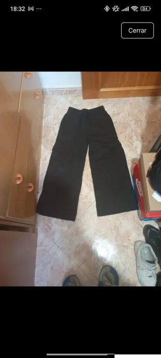 Pantalones anchos negros mujer