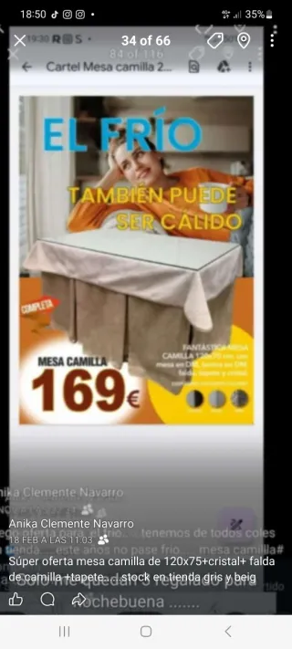 Mesa camilla rectangular 120x75 + cristal + falda