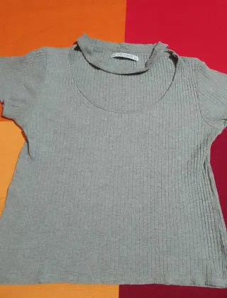 Blusa top mujer Pull&Bear gris talla m