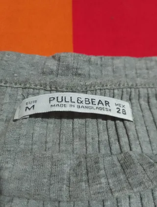 Blusa top mujer Pull&Bear gris talla m