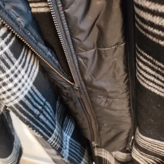 Abrigo Desigual Cuadros Negro Blanco Talla L