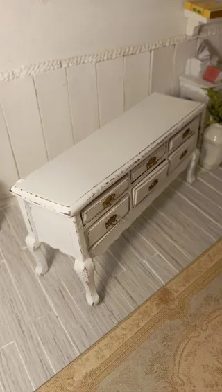 Credenza Lunga Miniatura Shabby Chic 1:12