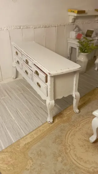 Credenza Lunga Miniatura Shabby Chic 1:12