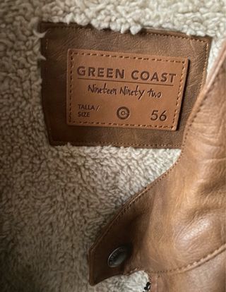 Chaqueta cuero marrón Green Coast forro polar XL