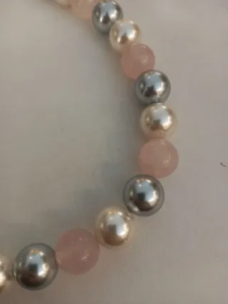 Collana perle e quarzo rosa