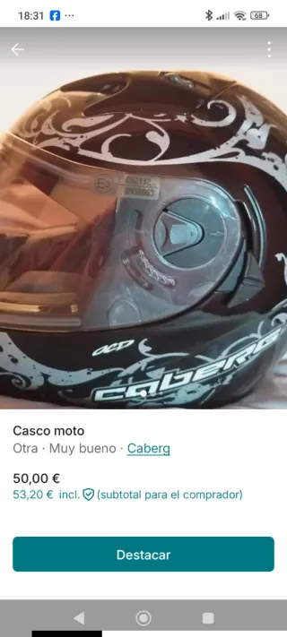 Casco integral moto Caberg talla XS