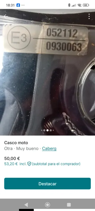 Casco integral moto Caberg talla XS