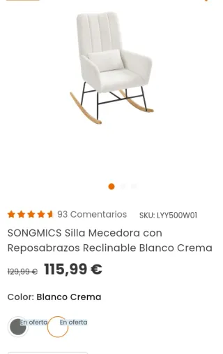 Silla Mecedora Reclinable SONGMICS LYY500W01