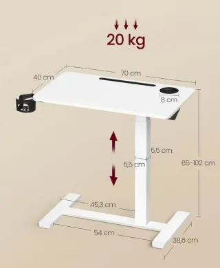 VASAGLE Escritorio auxiliar con ruedas