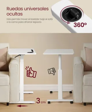 VASAGLE Escritorio auxiliar con ruedas