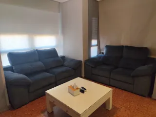 Sofá 3+2 plazas gris tela
