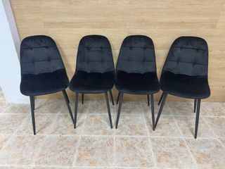 Conjunto 4 Sillas Comedor Terciopelo Negro